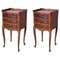 Antique French Louis XV Marquetry & Marble Top Nightstands, 1900s, Set of 2 1