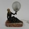 Art Deco Desk Lamp with Woman and Globe, 1920s, Image 1
