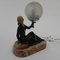 Art Deco Desk Lamp with Woman and Globe, 1920s 11
