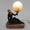 Art Deco Schreibtischlampe mit Frau und Globus, 1920er 15