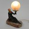 Art Deco Desk Lamp with Woman and Globe, 1920s 7