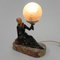 Lampe de Bureau Art Déco avec Femme et Globe, 1920s 7