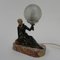 Art Deco Schreibtischlampe mit Frau und Globus, 1920er 13