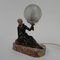 Lampe de Bureau Art Déco avec Femme et Globe, 1920s 13