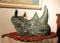 Escultura de pared Rhino Trophy Head de bronce con acabado pátina verde, 2021, Imagen 14
