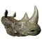 Scultura da parete Rhino Trophy Head in bronzo con finitura a patina verde, 2021, Immagine 1