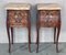 Antique French Louis XV Marquetry & Marble Nightstands, 1900s, Set of 2 2