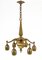 Art Deco Bohemian Jugendstil Brass 6-Arm Ceiling Pendant Chandelier, 1920s 1