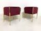 Vintage Stool in Brass and Bordeaux Velvet, 1970s, Image 4