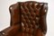 Antique Georgian Leather Wing Back Armchair, 1950s, Image 6