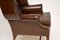 Antique Georgian Leather Wing Back Armchair, 1950s, Image 9
