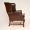 Antique Georgian Leather Wing Back Armchair, 1950s 3