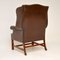 Antique Georgian Leather Wing Back Armchair, 1950s, Image 5