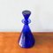 Bottle and Glasses in Cobalt Blue attributed to Marinha Grande, 1950s, Set of 3 5