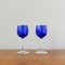 Bottle and Glasses in Cobalt Blue attributed to Marinha Grande, 1950s, Set of 3 10