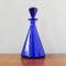 Bottle and Glasses in Cobalt Blue attributed to Marinha Grande, 1950s, Set of 3 3