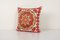 Vintage Uzbek Red Suzani Cushion Cover with Silk, Image 2