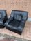Armchairs in Black Leather, Italy, 1980s, Set of 2 3