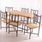 Dining Table and Chairs in Black Lacquered Metal and Rope, 1970s, Set of 7, Image 1