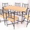 Dining Table and Chairs in Black Lacquered Metal and Rope, 1970s, Set of 7, Image 2