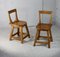 Brutalist Wooden Stools, France, 1960s, Set of 2, Image 15