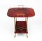 Lacquered Red Parchment Vellum and Gilt Metal Drinks Trolley by Aldo Tura for Tura Milano, 1950s 2