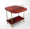 Lacquered Red Parchment Vellum and Gilt Metal Drinks Trolley by Aldo Tura for Tura Milano, 1950s 1