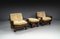 Lounge Chairs in Softwood and Leather, France, 1960s, Set of 2 2