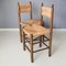 Wooden Chairs with Rush Seats and Backrests, 1960s, Set of 2 3
