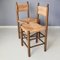 Wooden Chairs with Rush Seats and Backrests, 1960s, Set of 2, Image 3