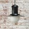 Vintage Industrial Black Enamel and Opaline Glass Pendant Light 6