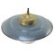 Vintage Gray Enamel and Brass Frosted Glass Pendant Light 3