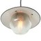 Vintage Brass, White Enamel and Frosted Glass Pendant Light, Image 4