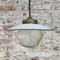 Vintage Brass, White Enamel and Frosted Glass Pendant Light 6