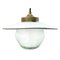Vintage Brass, White Enamel and Frosted Glass Pendant Light, Image 1