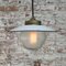 Vintage Brass, White Enamel and Frosted Glass Pendant Light 5