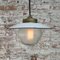 Vintage Brass, White Enamel and Frosted Glass Pendant Light, Image 5