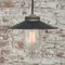 Vintage Black Enamel, Brass and Clear Glass Pendant Light 4