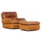 Leather Lounge Chair with Ottoman, 1970s, Set of 2 1