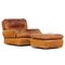 Leather Lounge Chair with Ottoman, 1970s, Set of 2, Image 1