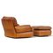 Leather Lounge Chair with Ottoman, 1970s, Set of 2, Image 4