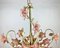 Vintage Brass Chandelier and Sconces with Murano Glass Flowers, Italy, Set of 3 8