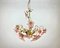 Vintage Brass Chandelier and Sconces with Murano Glass Flowers, Italy, Set of 3, Image 3