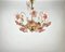 Vintage Brass Chandelier and Sconces with Murano Glass Flowers, Italy, Set of 3 5