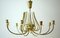 Lámpara de araña de latón martillado, Italia, años 50, Imagen 6