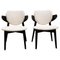 Danish Wood and Bouclé Chairs by Hans J. Wegner, 1960s, Set of 2 1