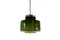 Green Glass Hanging Lamp with Crystal attributed to Carl Fagerlund for Orrefors, 1960s 2