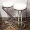 Mid-Century White Vinyl & Chrome Bar Stools, 1960s, Set of 2 3