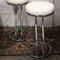 Mid-Century White Vinyl & Chrome Bar Stools, 1960s, Set of 2, Image 8