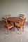 Antique Round Mahogany Dining Table & Four Chairs, Set of 5 1